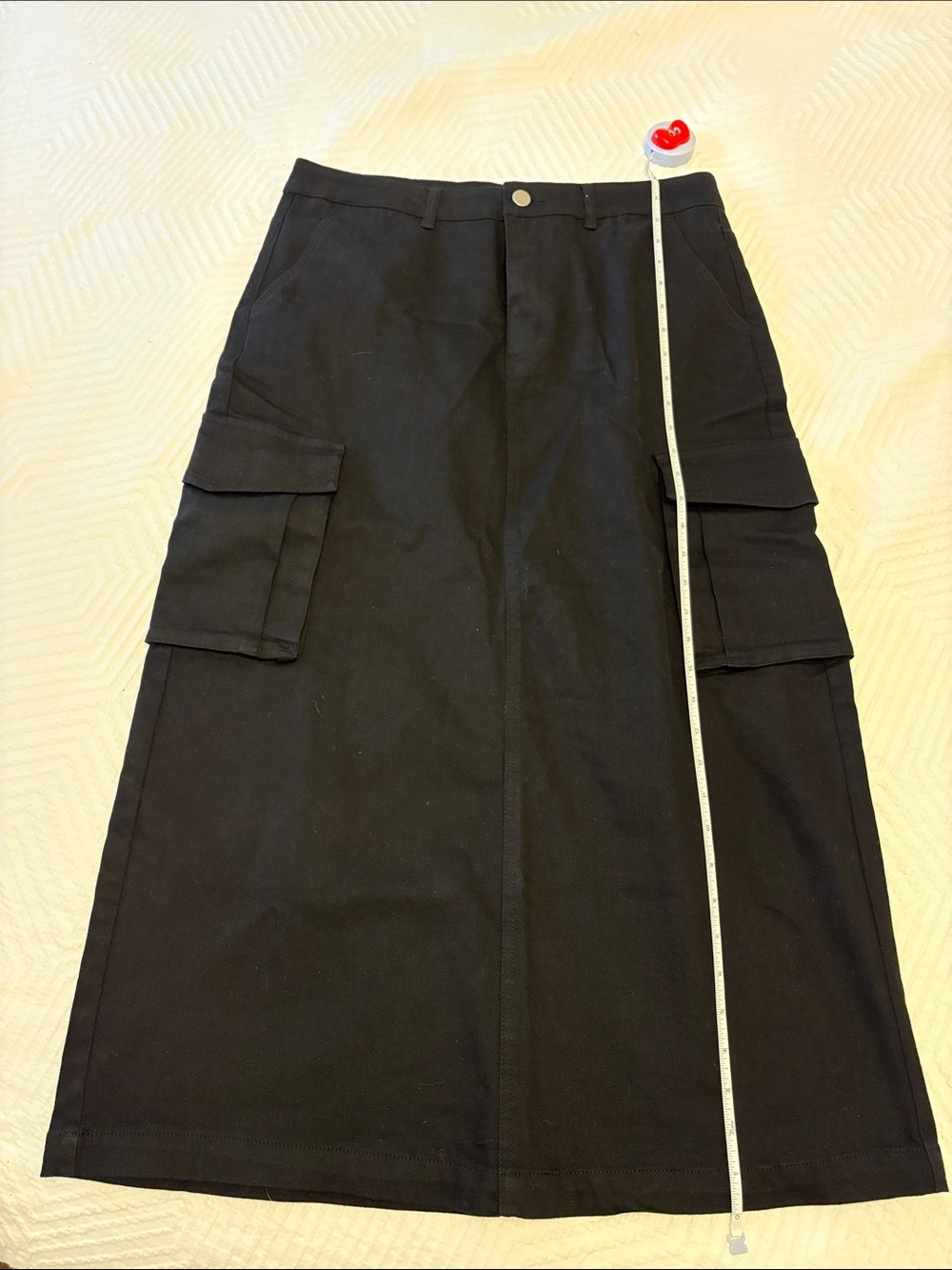 Black Cargo Midi Skirt - Women's Utility Style